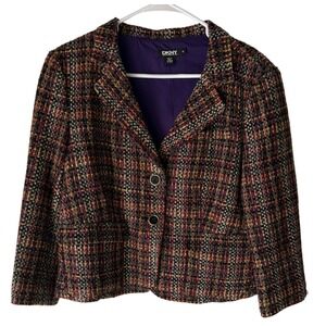 DKNY Donna Karan New York Tweed‎ Blazer Jacket Size 14 Multicolor Career Wear